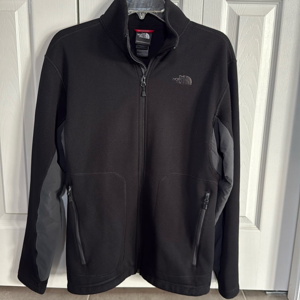The North Face Men's TKA Stealth Full Zip Jacket Black/Gray Waffle Weave Size M